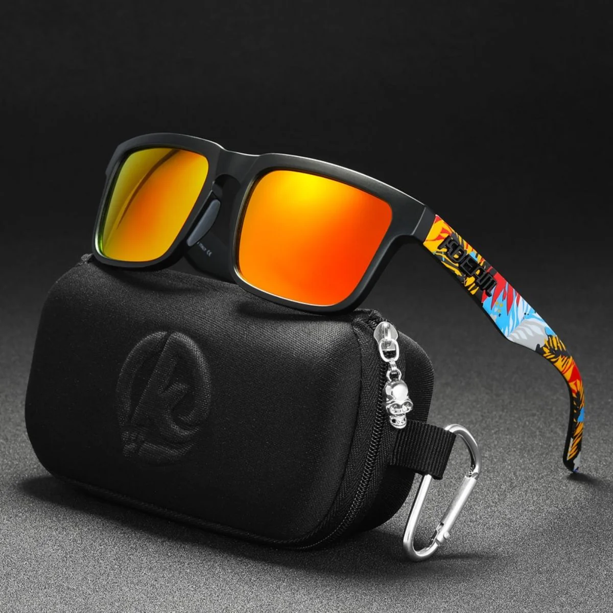 Lentes De Sol Polarizados UV400 Unisex, Montura Rectangular Ligera, Protección Antirreflejo Para Conducir, Pesca Y Actividades Al Aire Libre.(Incluye Estuche). Lente Rojo Espejo - Image 2