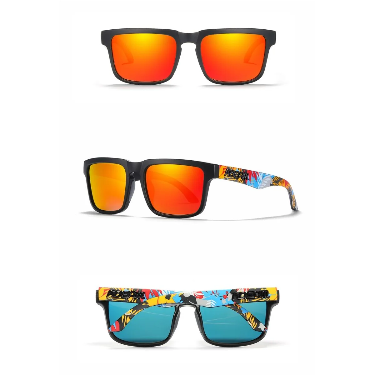 Lentes De Sol Polarizados UV400 Unisex, Montura Rectangular Ligera, Protección Antirreflejo Para Conducir, Pesca Y Actividades Al Aire Libre.(Incluye Estuche). Lente Rojo Espejo - Image 3