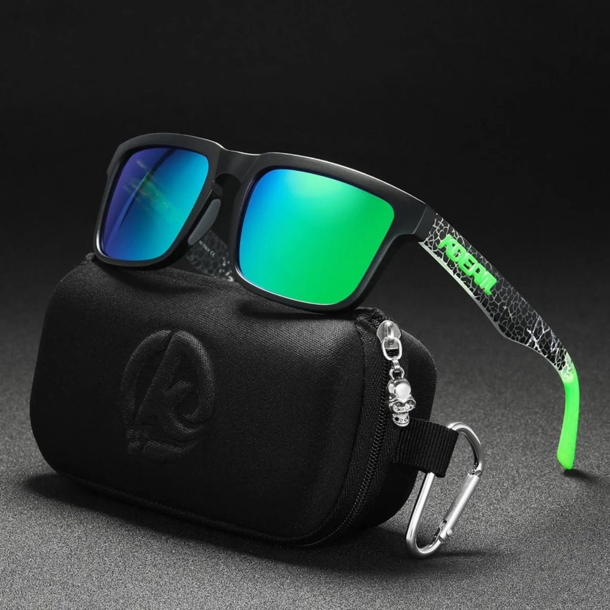 Lentes De Sol Polarizados UV400 Unisex, Montura Rectangular Ligera, Protección Antirreflejo Para Conducir, Pesca Y Actividades Al Aire Libre.(Incluye Estuche). Lente Verde Espejo - Image 2