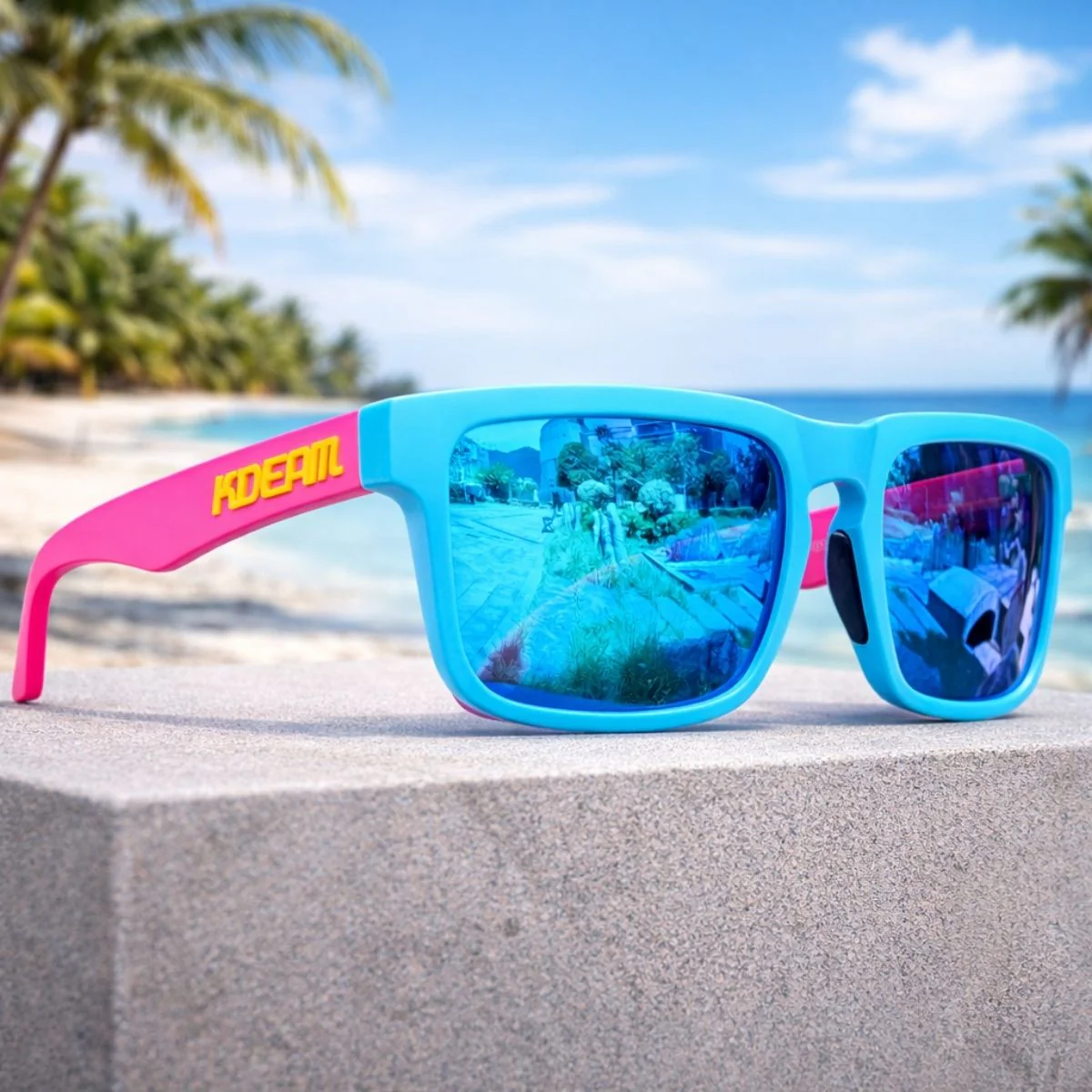 Lentes De Sol Polarizados UV400 Unisex, Protección Antirreflejo Para Conducir, Pesca Y Actividades Al Aire Libre.(Incluye Estuche).Azul Y Fucsia, Lente Azul Espejo - Image 2
