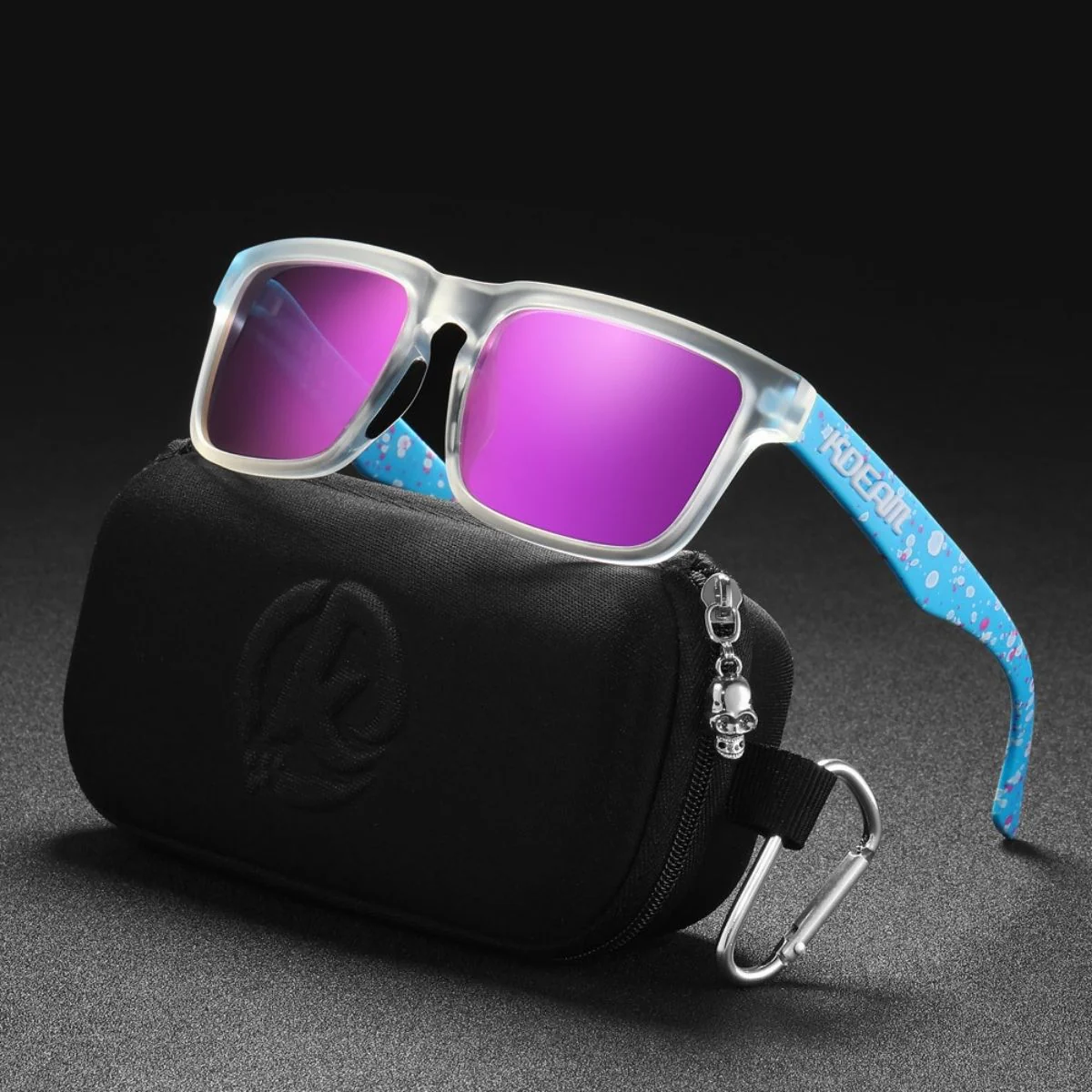 Lentes De Sol Polarizados UV400 Unisex, Protección Antirreflejo Para Conducir, Pesca Y Actividades Al Aire Libre.(Incluye Estuche).Montura Azul Y Lente Magenta Espejo - Image 2