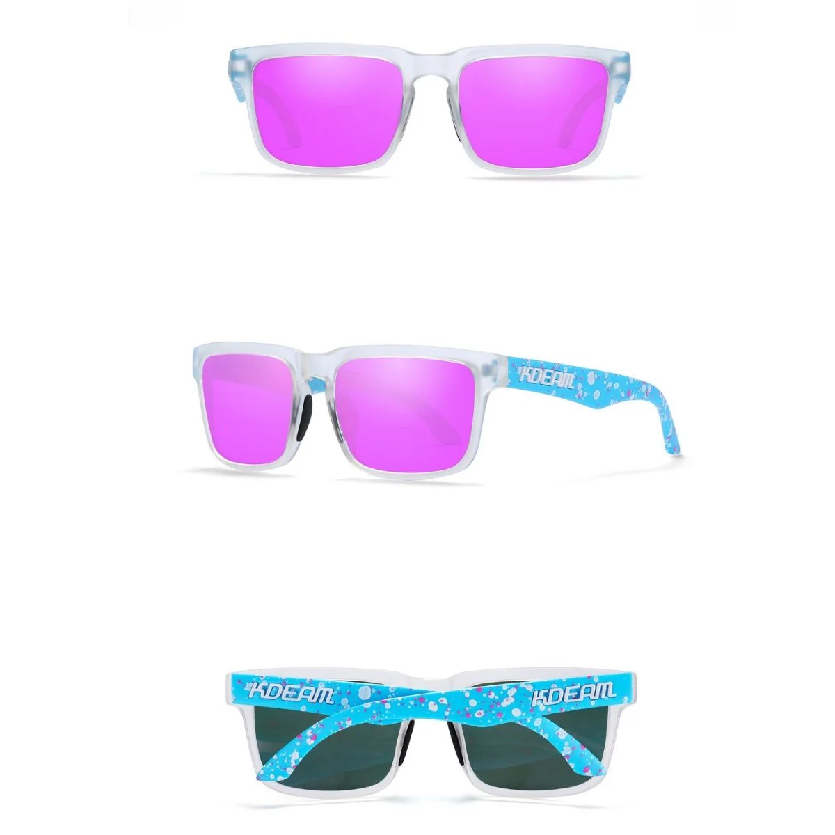 Lentes De Sol Polarizados UV400 Unisex, Protección Antirreflejo Para Conducir, Pesca Y Actividades Al Aire Libre.(Incluye Estuche).Montura Azul Y Lente Magenta Espejo - Image 3