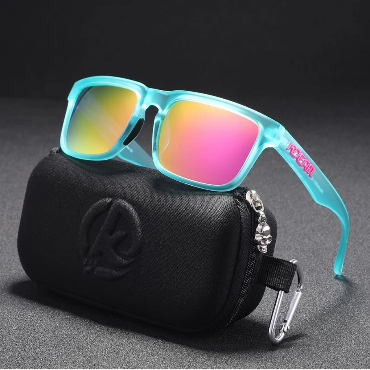 Lentes De Sol Polarizados UV400 Unisex, Protección Antirreflejo Para Conducir, Pesca Y Actividades Al Aire Libre.(Incluye Estuche).Montura Celeste Y Lente Magenta Espejo - Image 2