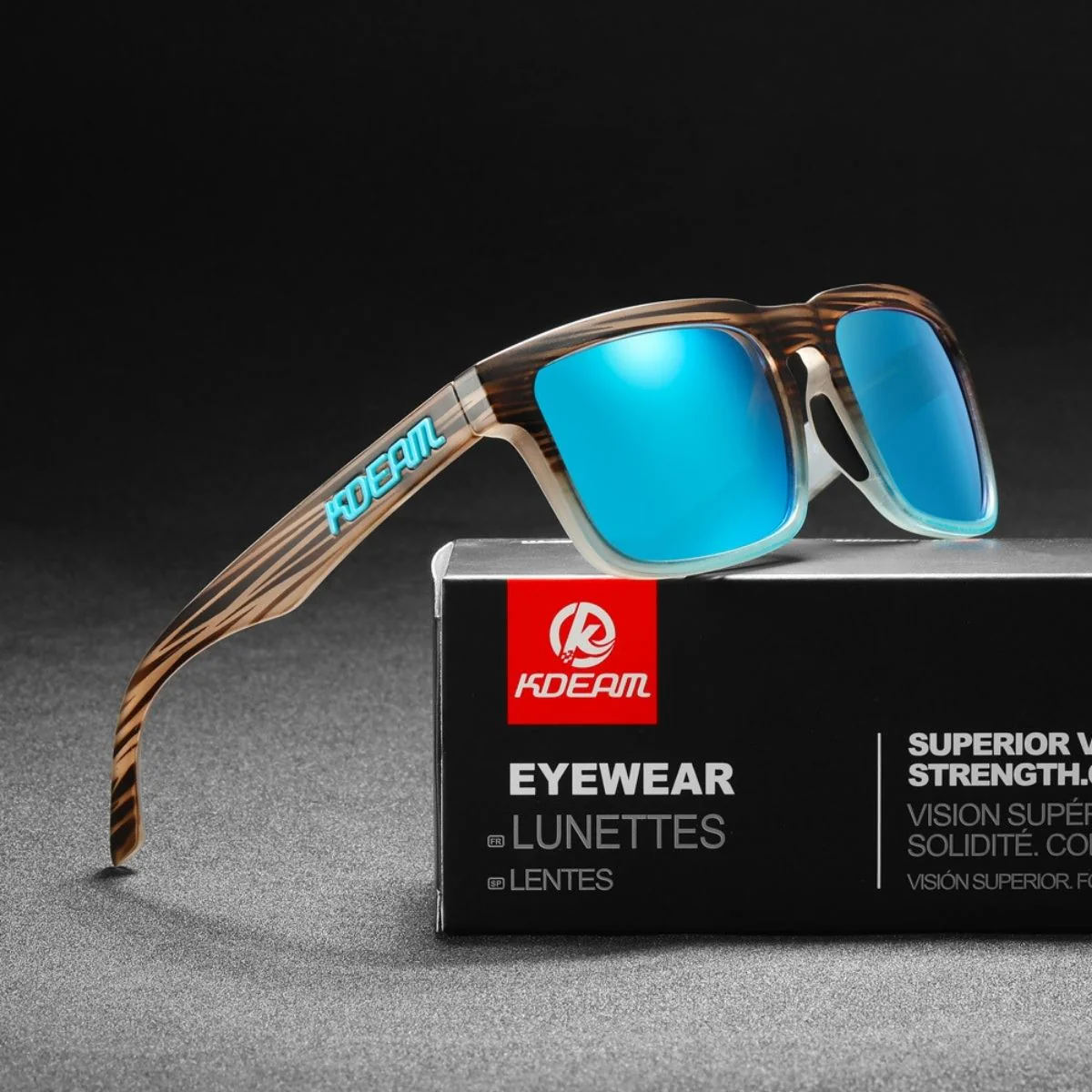 Lentes De Sol Polarizados UV400 Unisex, Protección Antirreflejo Para Conducir, Pesca Y Actividades Al Aire Libre.(Incluye Estuche).Montura Chocolate Y Lente Azul Espejo