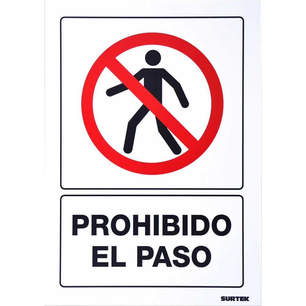 Letrero "Prohibido El Paso" Surtek - Image 2