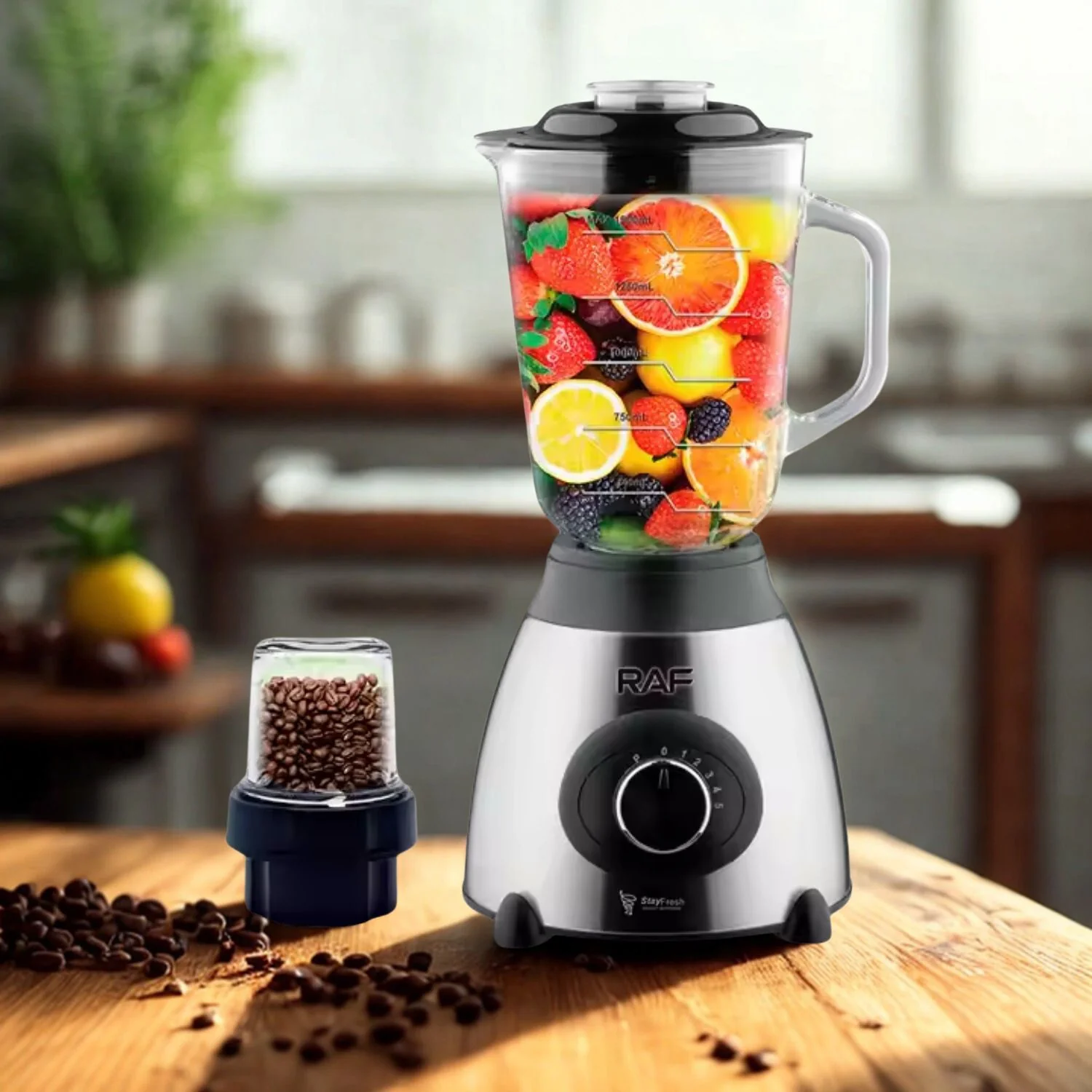 Licuadora Eléctrica 1000W  110V/60Hz Vidrio 1.5L  Con 6 Cuchillas. Bóton Giratorio Con Moledor De Café. Blender - Image 3