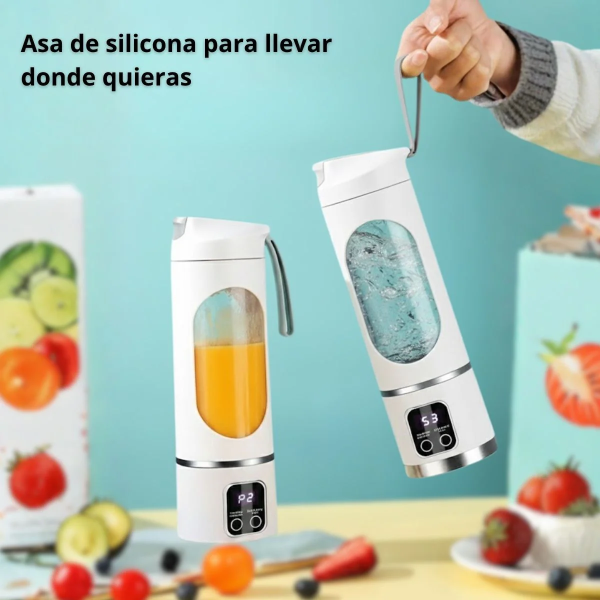 Licuadora Portátil Inalámbrica De 450Ml De 50W, 7.4V Y 18000Rpm Con Cuchilla De Acero Inoxidable De 12 Hojas. Batidora Personal Para Jugos Y Smoothies. Color Blanco - Image 3