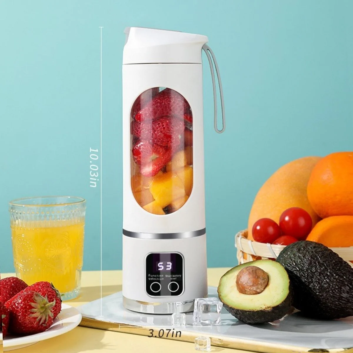 Licuadora Portátil Inalámbrica De 450Ml De 50W, 7.4V Y 18000Rpm Con Cuchilla De Acero Inoxidable De 12 Hojas. Batidora Personal Para Jugos Y Smoothies. Color Blanco - Image 5
