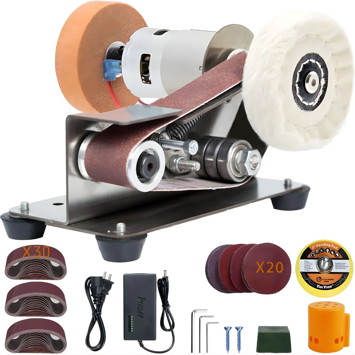 Lijadora De Banda 9000RPM Con Motor 775 De Doble Eje. Afilador De Herramientas 110V Con Control De 7 Velocidades. Incluye 30 Bandas De Lija Y Accesorios. - Image 6
