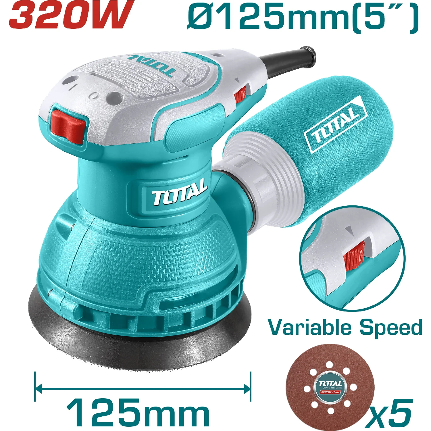 Lijadora Orbital De 110-120V~50Hz-60Hz. Potencia 320W. Velocidad Max. 13000 Rpm. D De Pad: 125 Mm Circular Rotativa. - Image 2