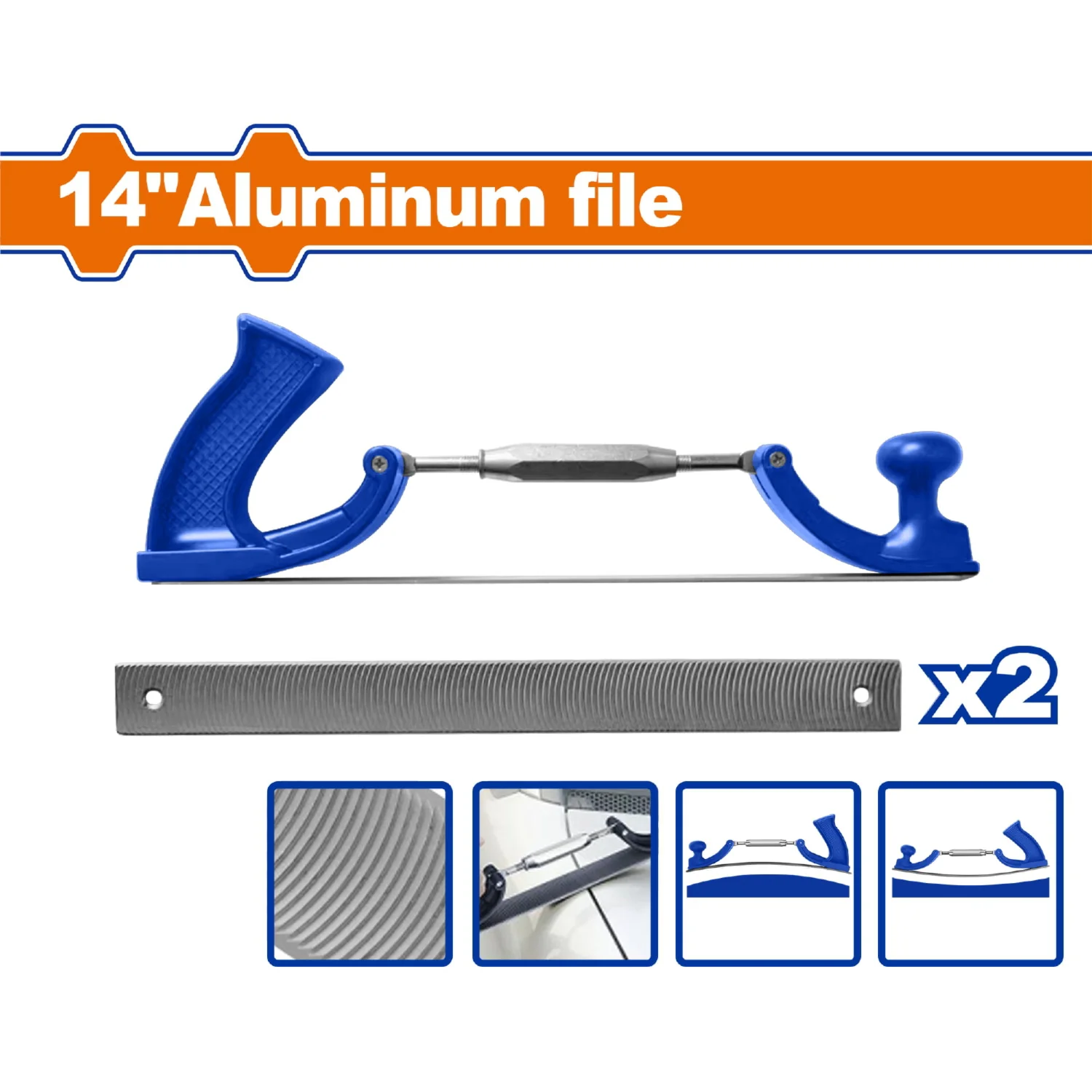 Lima De Aluminio 14" Con Soporte De Placa De Aluminio. Acero T12