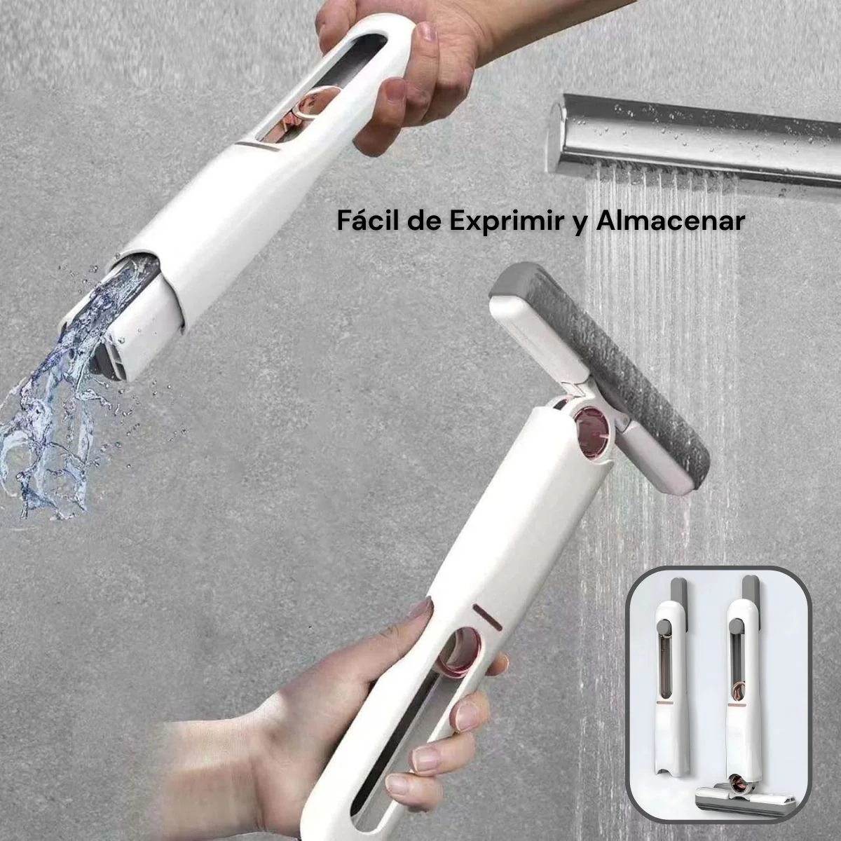 Limpia Ventanas Escurridor Trapeador Portátil, Plegable De 180° Con Auto Escurrido. Mini Mop Para Uso Húmedo Y Seco Para Limpieza De Escritorio, Monitor, Vidrio.