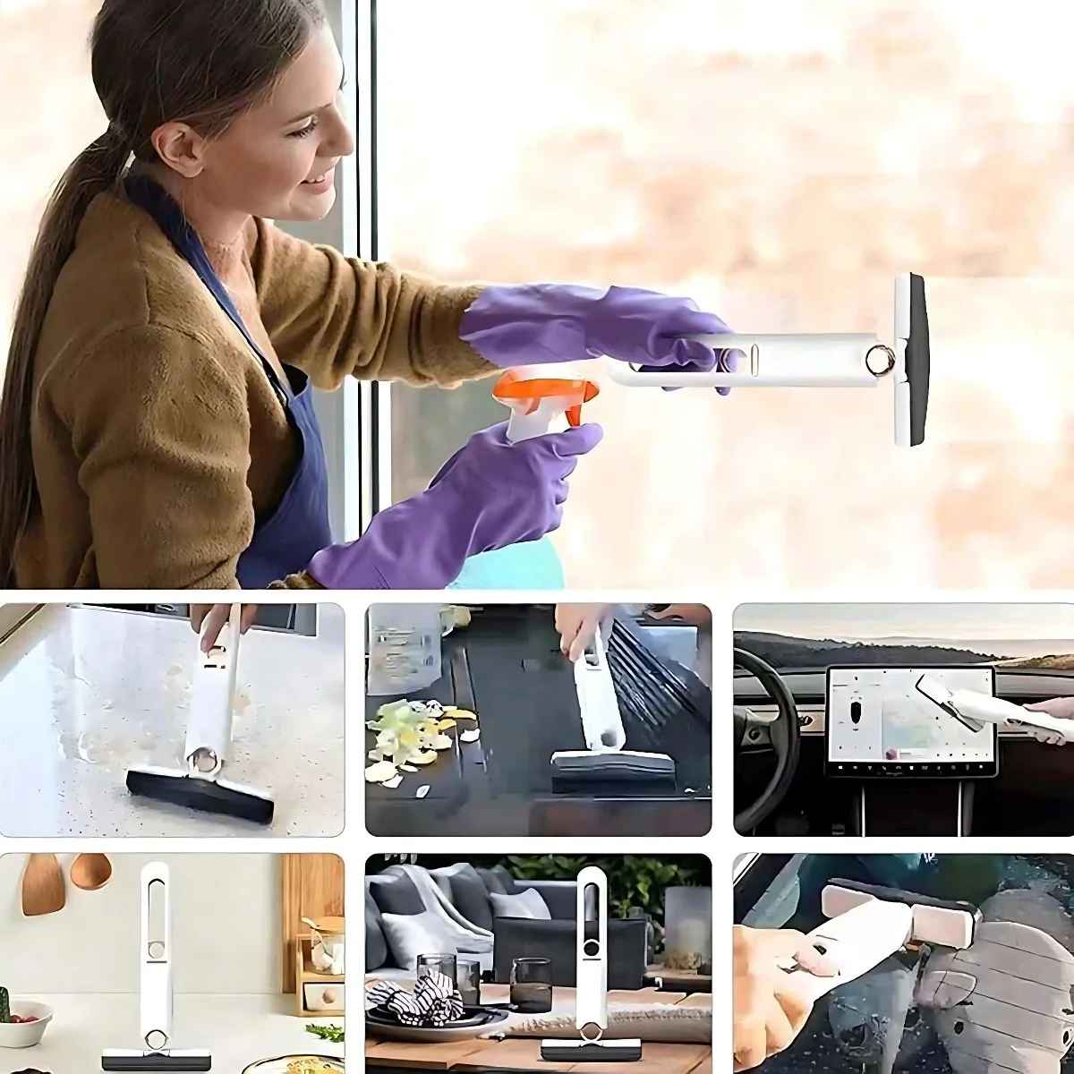 Limpia Ventanas Escurridor Trapeador Portátil, Plegable De 180° Con Auto Escurrido. Mini Mop Para Uso Húmedo Y Seco Para Limpieza De Escritorio, Monitor, Vidrio. - Image 3
