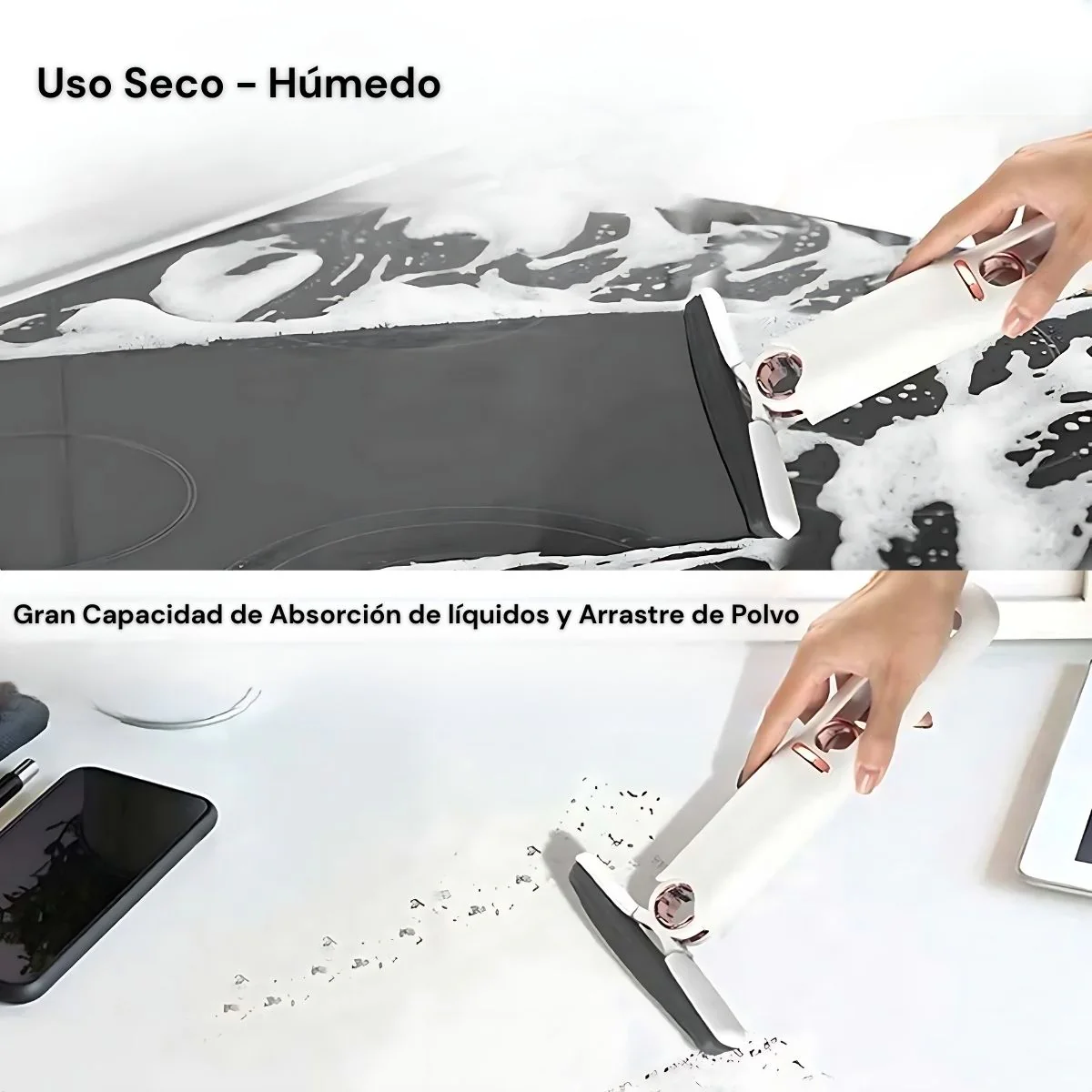 Limpia Ventanas Escurridor Trapeador Portátil, Plegable De 180° Con Auto Escurrido. Mini Mop Para Uso Húmedo Y Seco Para Limpieza De Escritorio, Monitor, Vidrio. - Image 4