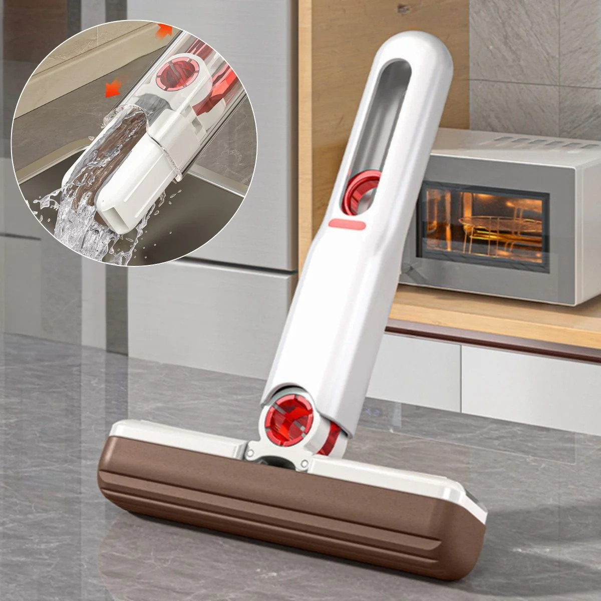 Limpia Ventanas Escurridor Trapeador Retráctil Mini Con Autoescurrido. Mini Mop Plegable 180°. Mini Mopa Para Limpieza En Seco Y Húmedo.