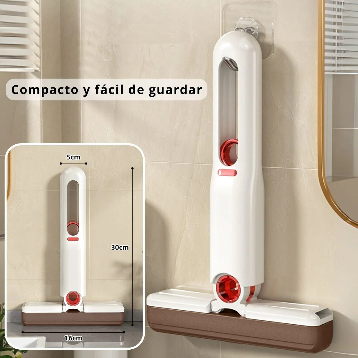 Limpia Ventanas Escurridor Trapeador Retráctil Mini Con Autoescurrido. Mini Mop Plegable 180°. Mini Mopa Para Limpieza En Seco Y Húmedo. - Image 5