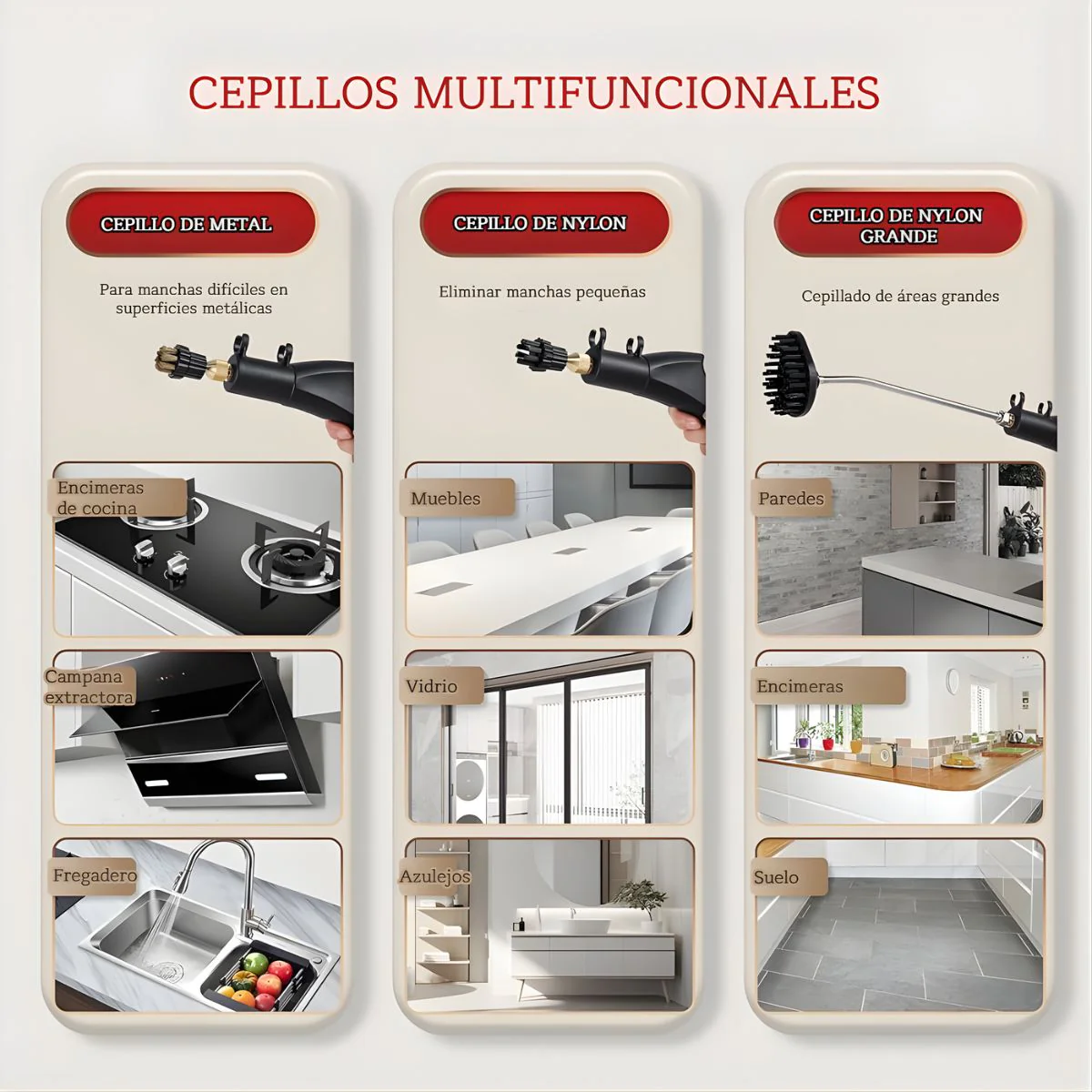 Limpiador A Vapor De Alta Presión. Máquina De Limpieza A Vapor Multifuncional Con Cepillos Intercambiables. - Image 4