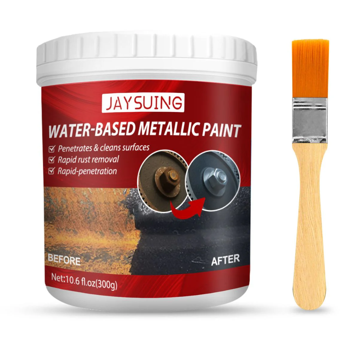 Limpiador De Oxido. Removedor De Oxido De Metal. Pintura Anticorrosiva. 300G. Incluye Brocha.