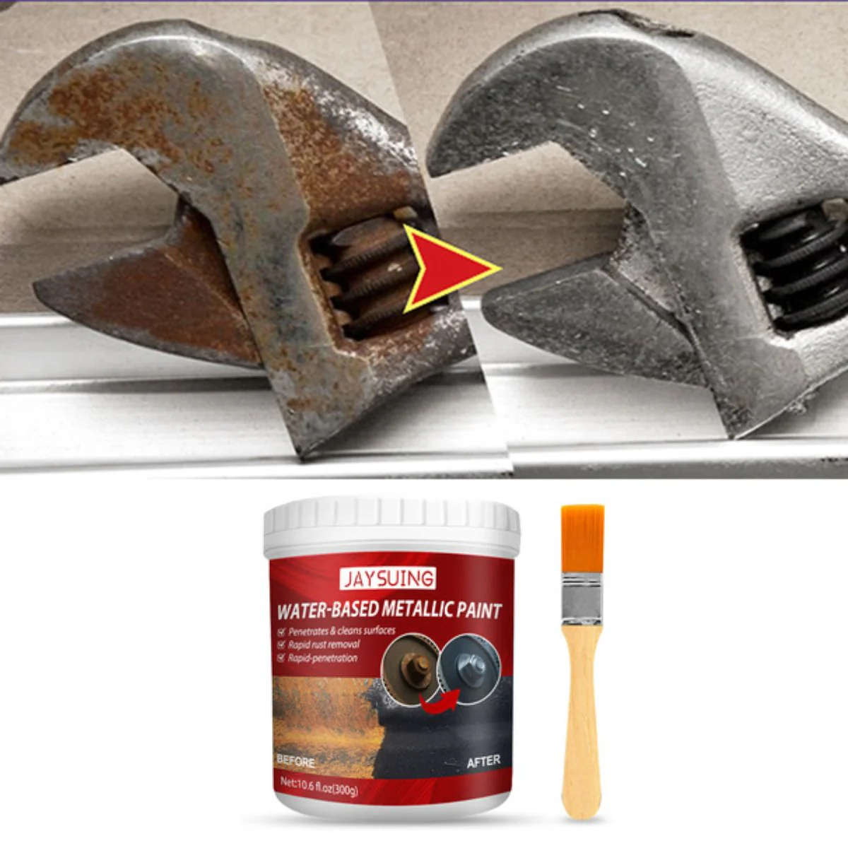 Limpiador De Oxido. Removedor De Oxido De Metal. Pintura Anticorrosiva. 300G. Incluye Brocha. - Image 5