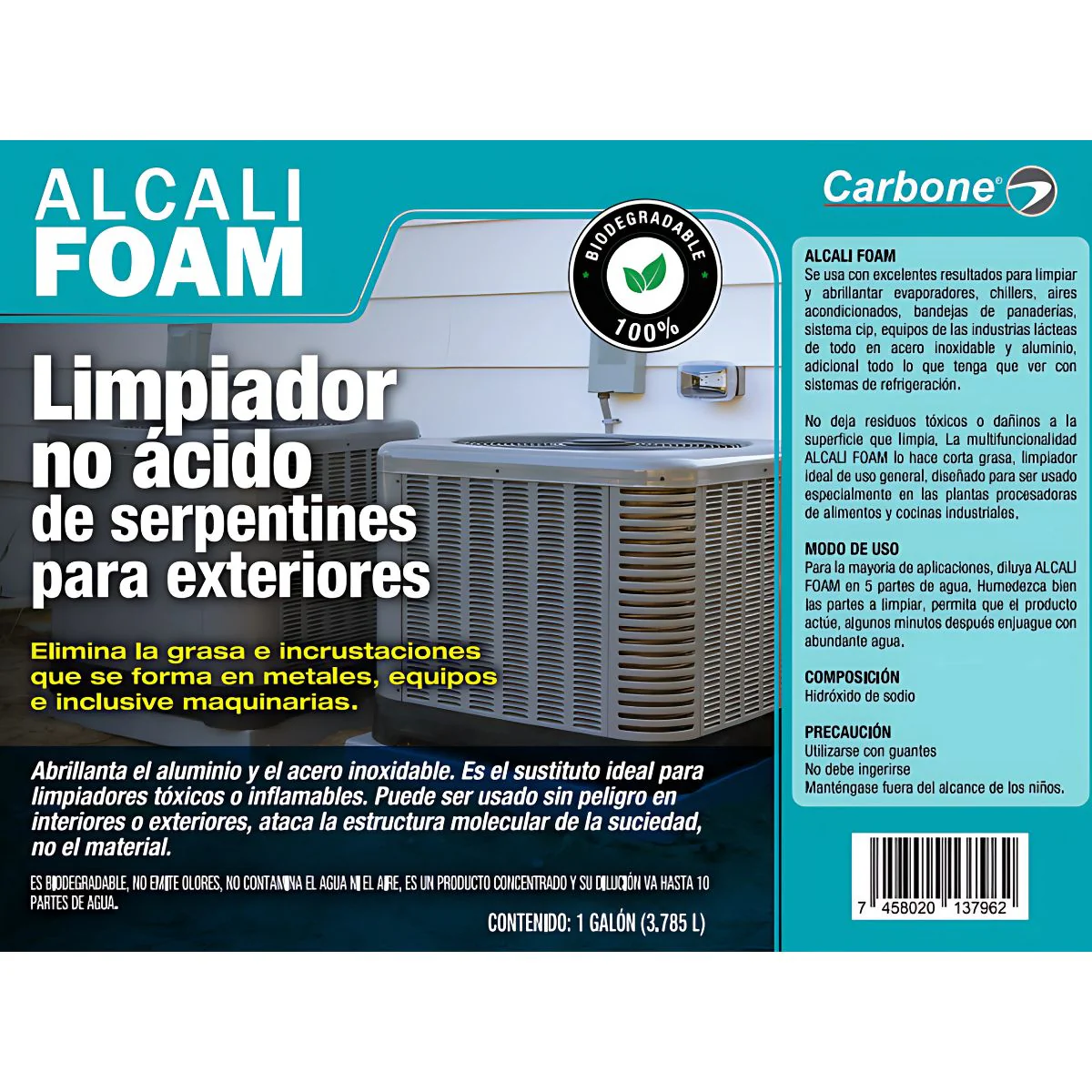 Limpiador No Ácido De Serpentines Y Bobinas De Aires Acondicionados. Abrillantador De Aluminio Y Acero Inoxidable. 1 Galón (3.785L) - Image 2
