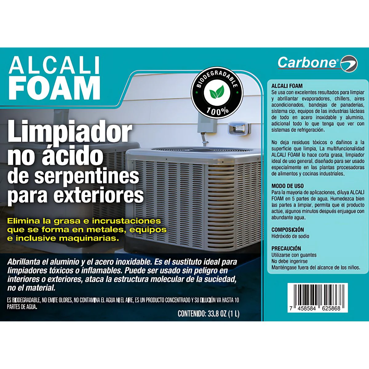 Limpiador No Ácido De Serpentines Y Bobinas De Aires Acondicionados. Abrillantador De Aluminio Y Acero Inoxidable. 33.8Oz (1L) - Image 2