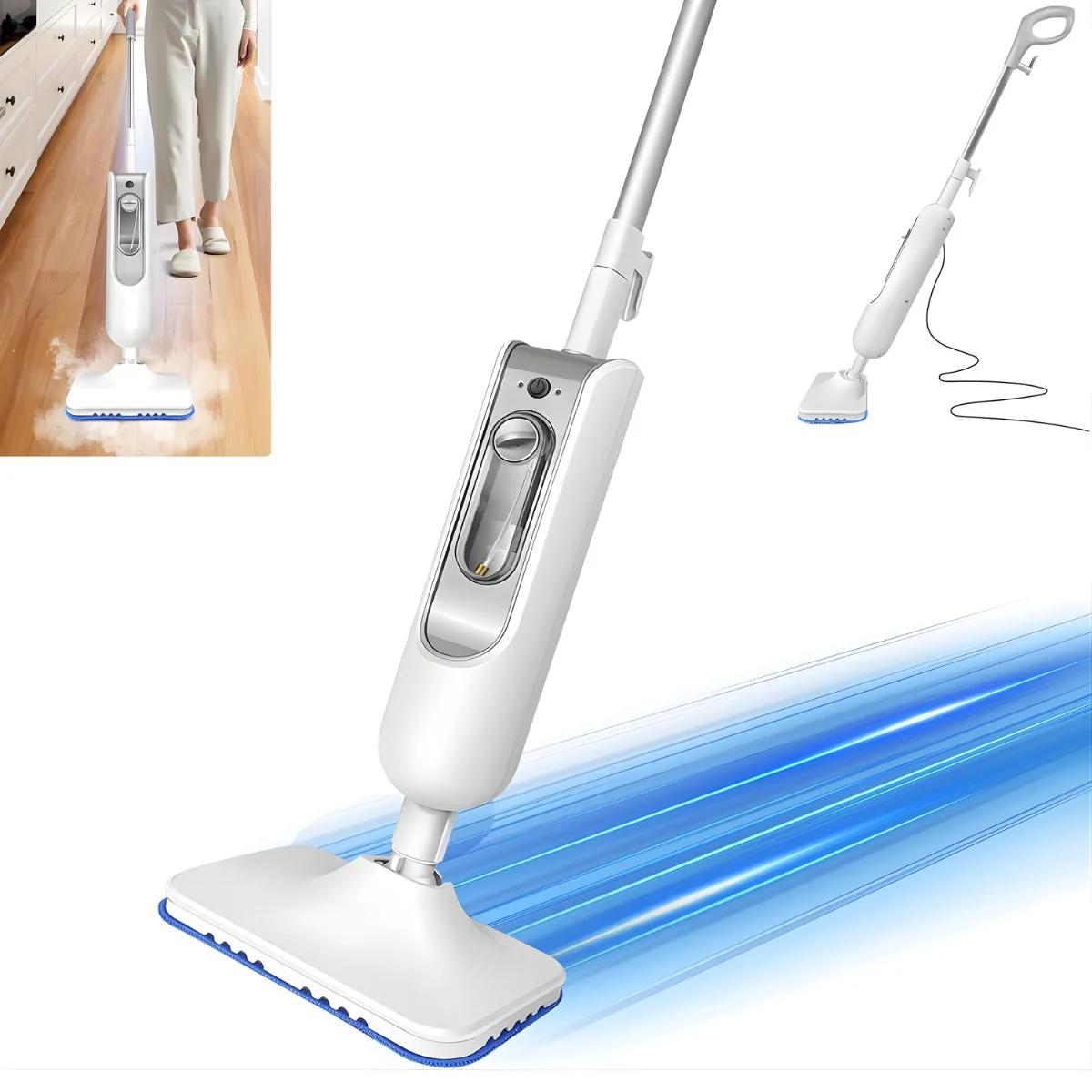 Limpiador Pisos A Vapor. Trapeador A Vapor Para Pisos Y Alfombras. Limpiador A Vapor Multifuncional 400Ml.
