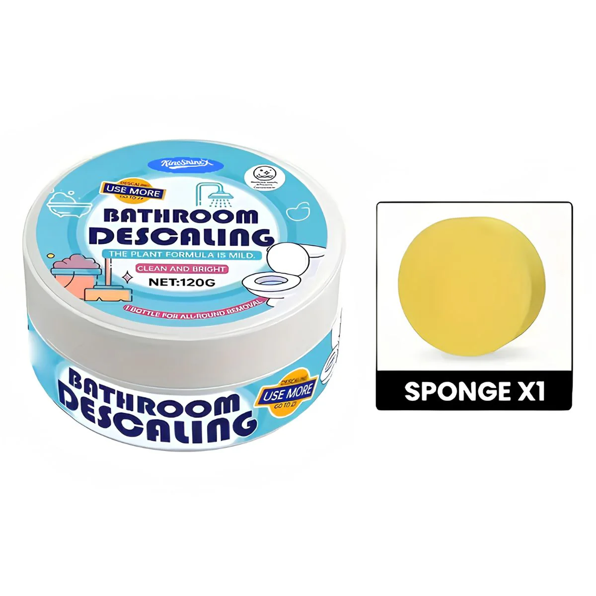 Limpiador Quita Sarro Para Baño 120G Con Esponja. Removedor De Cal Y Manchas Para Vidrio, Cerámica Y Grifería. - Image 2