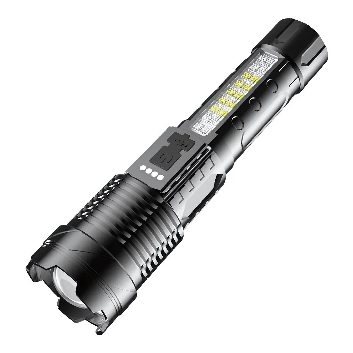 Linterna De Mano Recargable Con Enfoque Ajustable Y Resistencia Al Agua. Ideal Para Camping Y Emergencias.