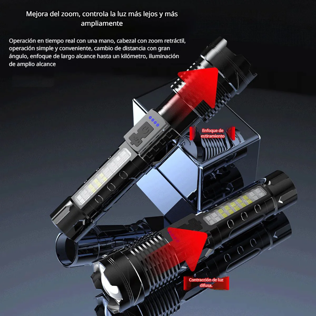 Linterna De Mano Recargable Con Enfoque Ajustable Y Resistencia Al Agua. Ideal Para Camping Y Emergencias. - Image 4