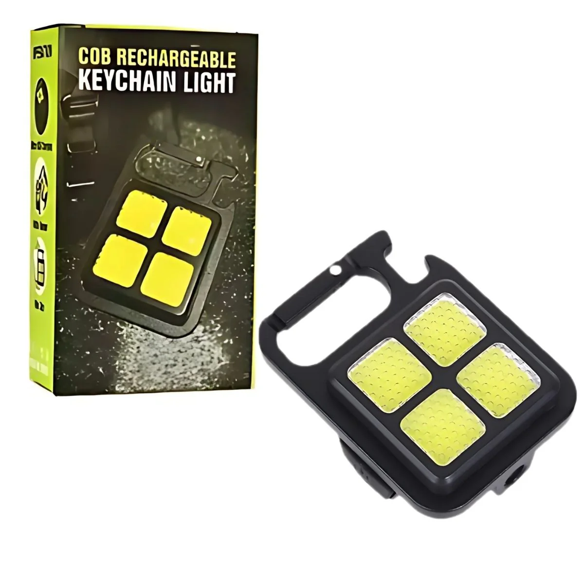 Linterna Lámpara COB Led Recargable Portátil Con Abrebotellas Y Gancho. Luz De Trabajo Multifuncional 150 Mah De Llavero Carga USB.