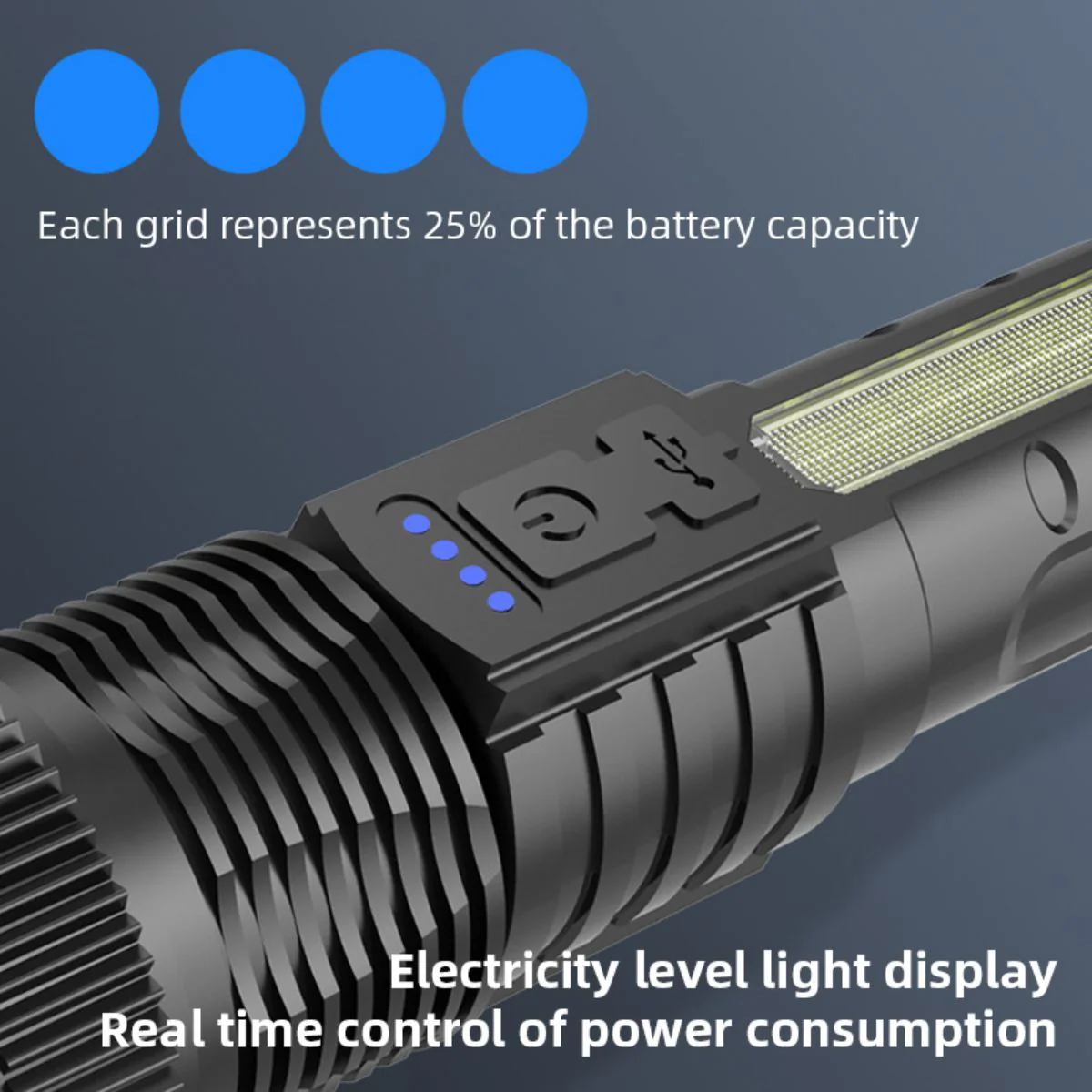 Linterna LED Recargable De Alta Potencia 10W. Luz Blanca Con Zoom Ajustable. Alcance Hasta 200 Metros. Resistente Al Agua. - Image 4