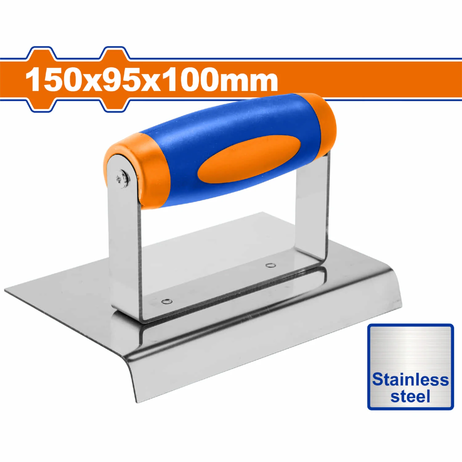 Llana De Borde Para Cemento 150X95x100mm. Acero Inoxidable. Mango Plástico. Pulido. 1.2Mm Espesor.