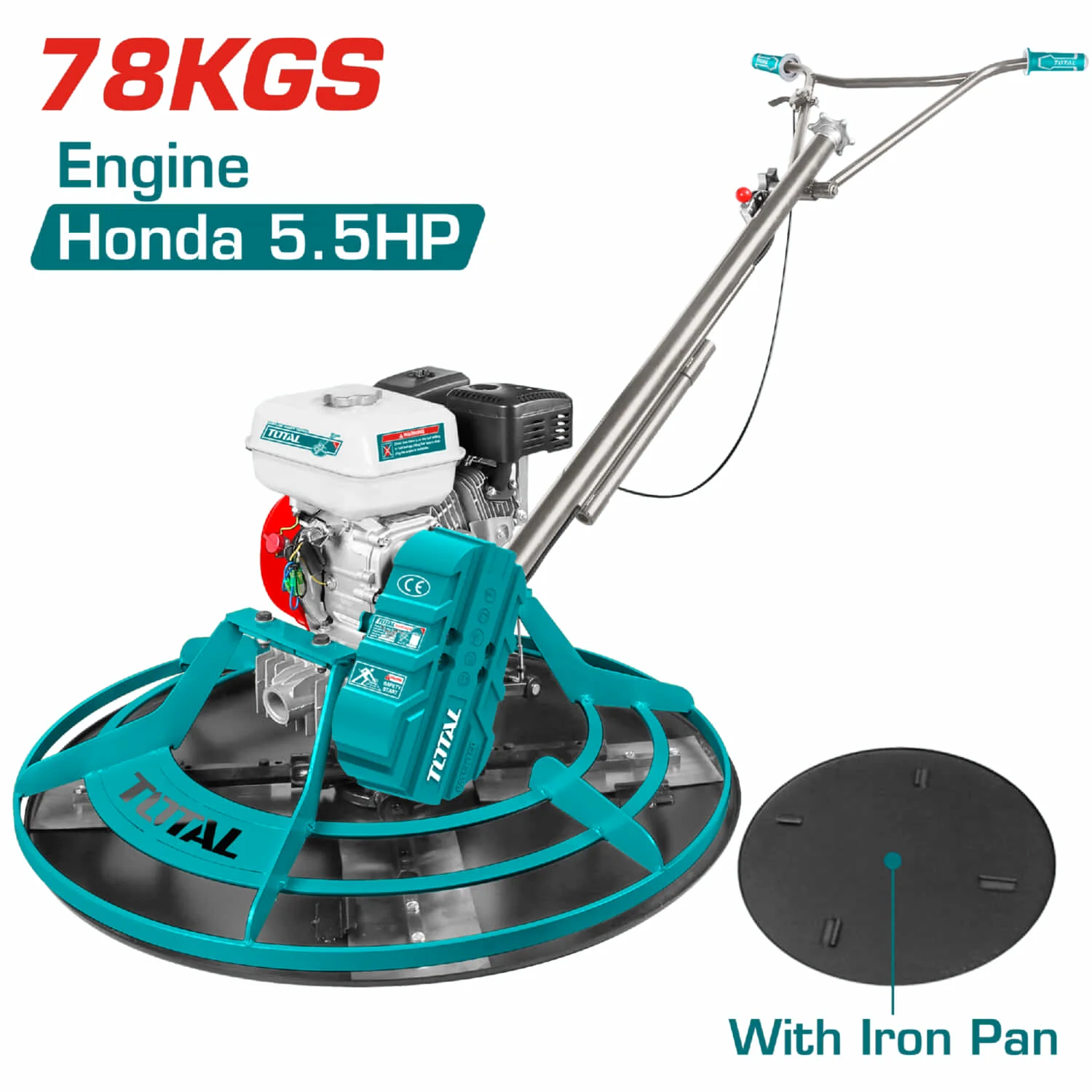 Llana Helicoptero Para Concreto, Motor Hondagx160 4.0Kw (5.5HP) 78Kgs. Num. De Cuchillas 4