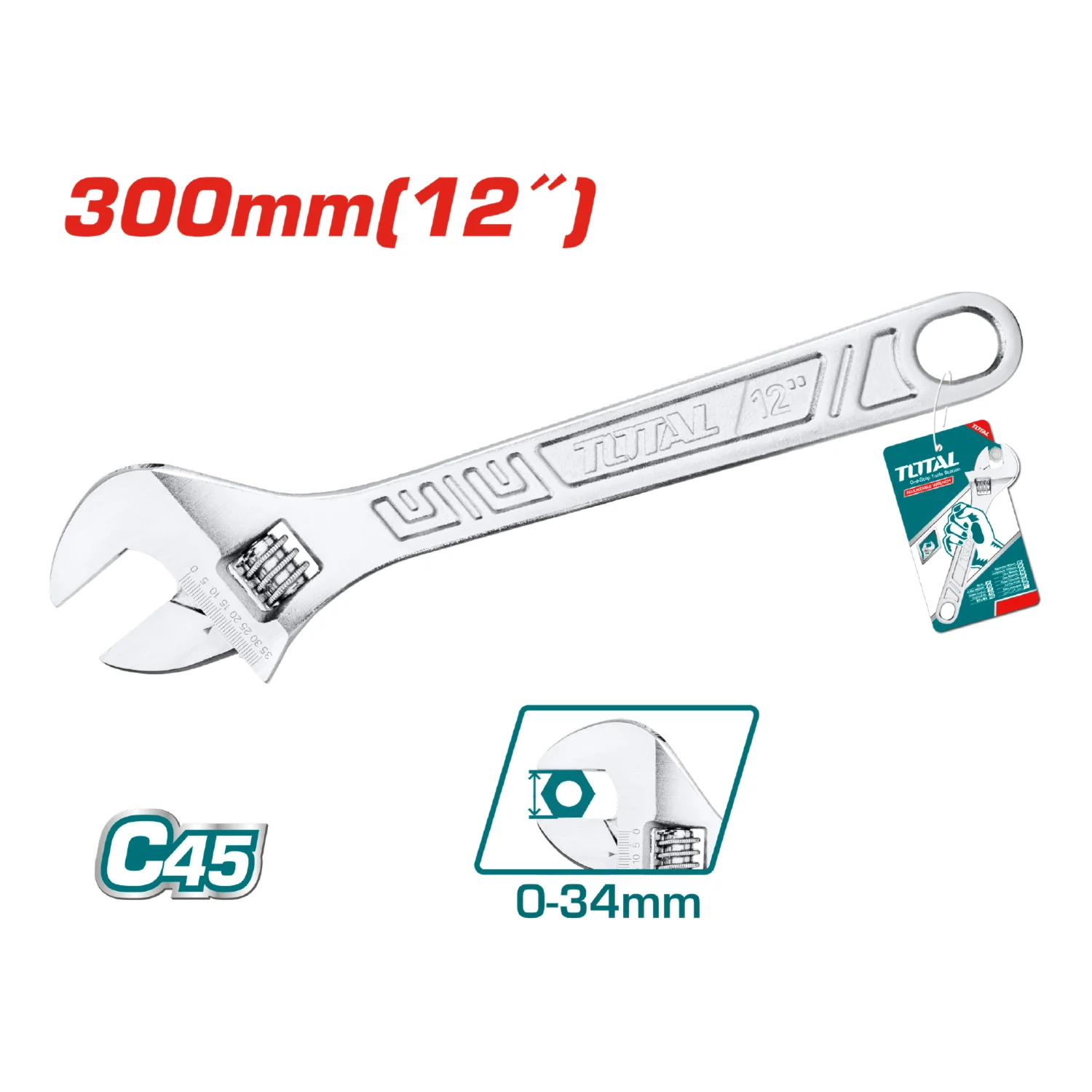 Llave Ajustable 12" Ajustable: 0-35Mm Acero Al Carbono. - Image 2