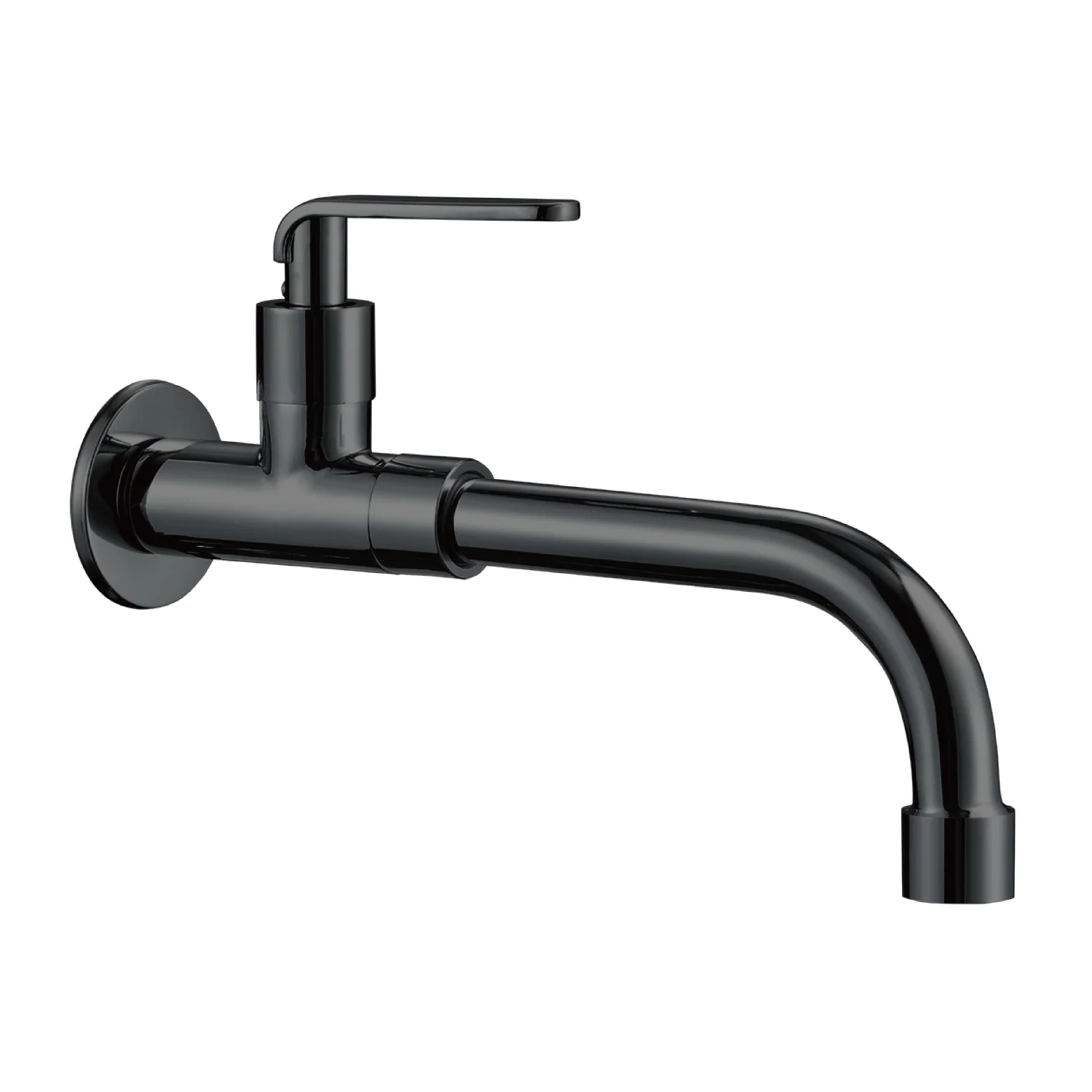 Llave De Agua. Color Negro. Pluma Grifo De Pared Largo Para Lavandería Con Válvula De Agua Y Tapa De Acero Inoxidable. - Image 2