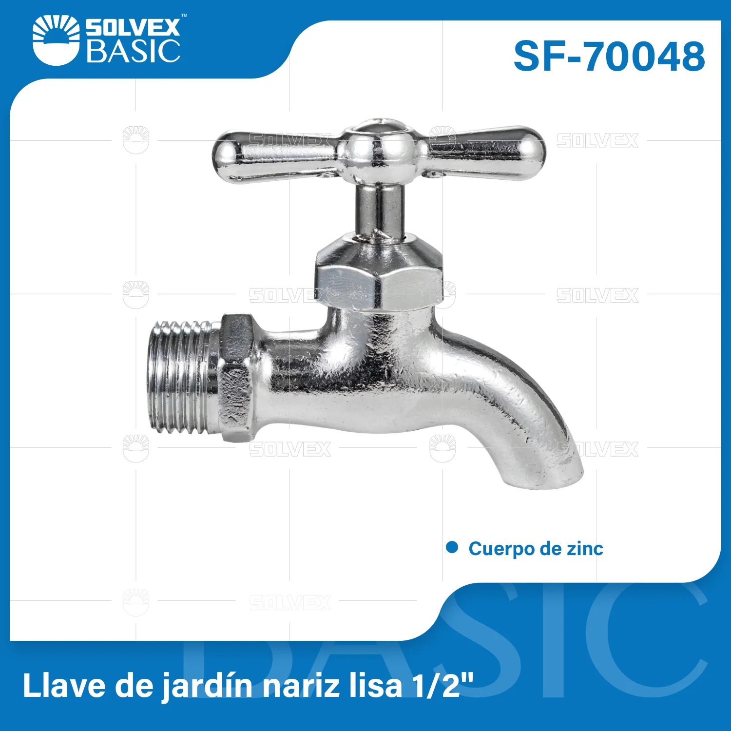 Llave De Agua Para Jardín 1/2" Nariz Lisa. Pluma Grifo Exterior De Zinc Cromado Sin Rosca.