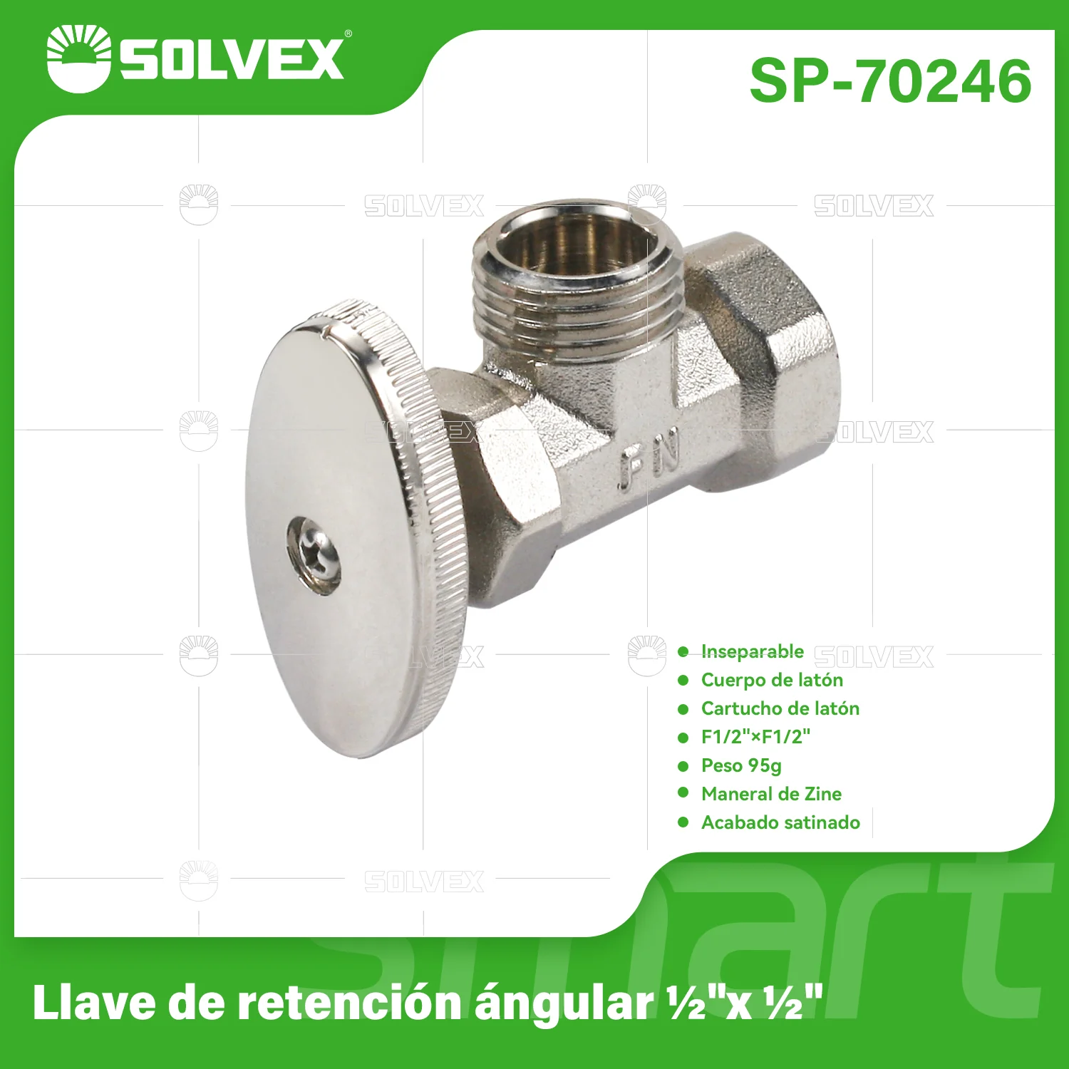 Llave De Ángulo 1/2" X 1/2" Para Agua Con Válvula De Retención Inseparable. Uso En Lavamanos, Fregadores E Inodoros.
