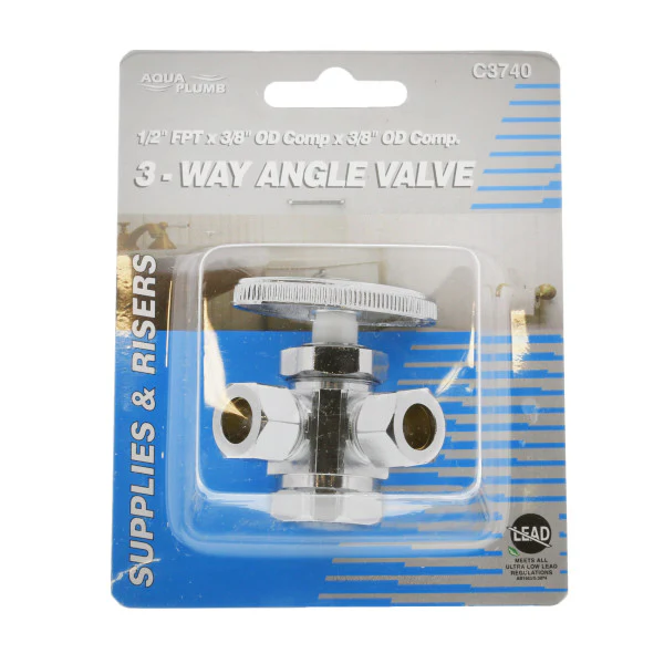 Llave De Ángulo De 3 Vías Compress 1/2" Entrada X 3/8" X3/8" Compress - Image 2