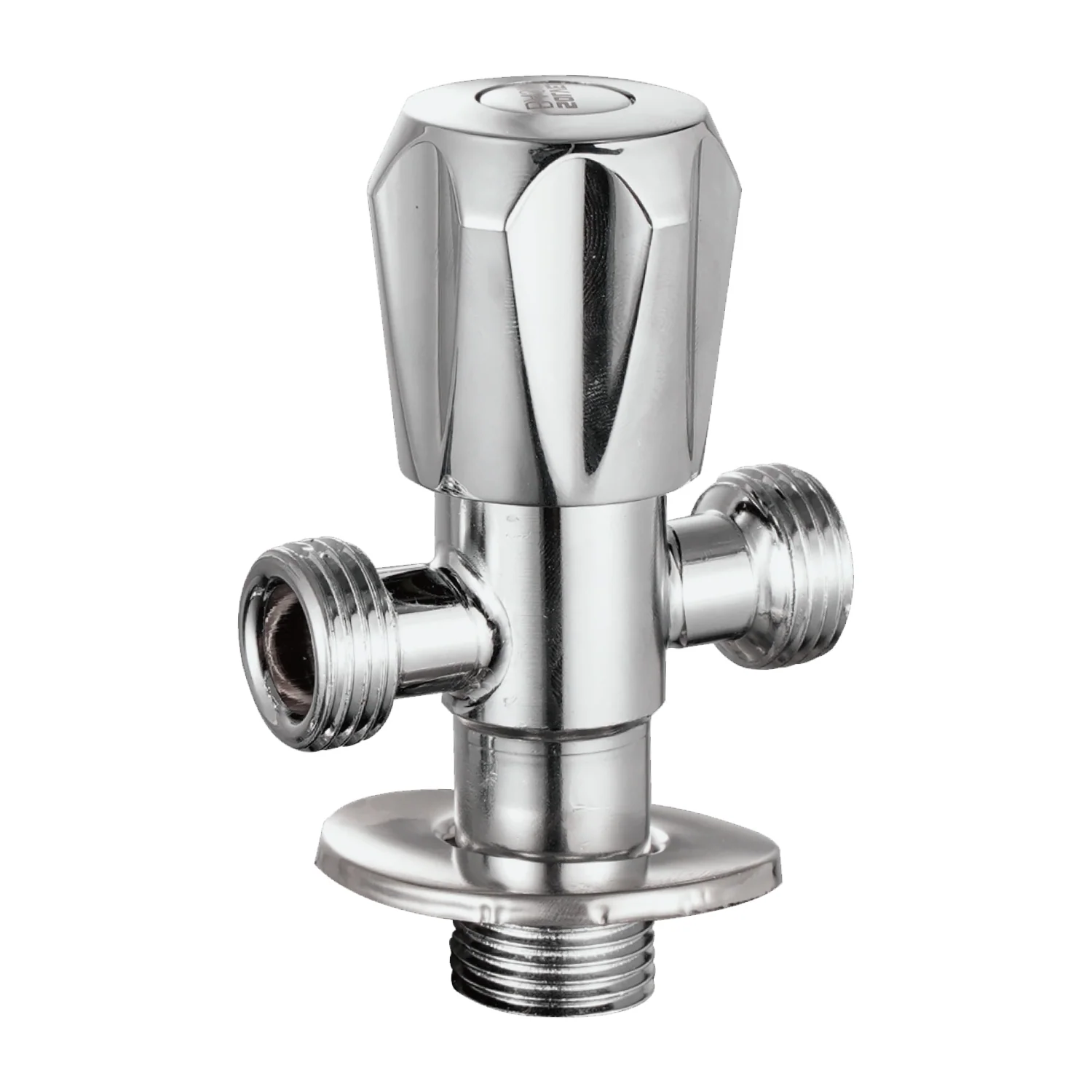 Llave De Ángulo Doble Salida Cromada. Llave De Paso De Dos Vías En Metal. - Image 2