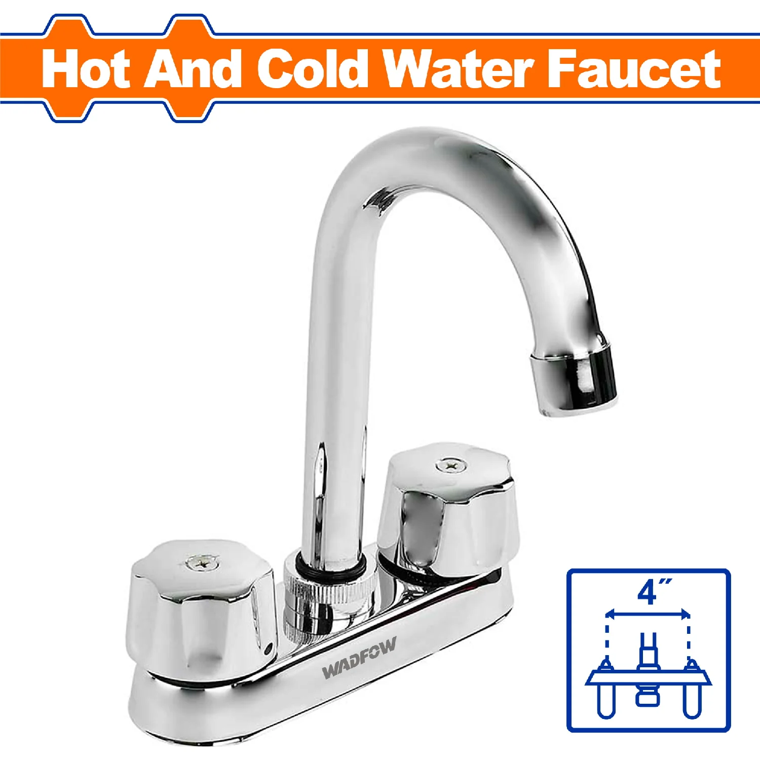 Llave De Fregador De 4" Con Modo Agua Fría Y Caliente. Cuerpo De Latón + Mango De Plástico - Image 2