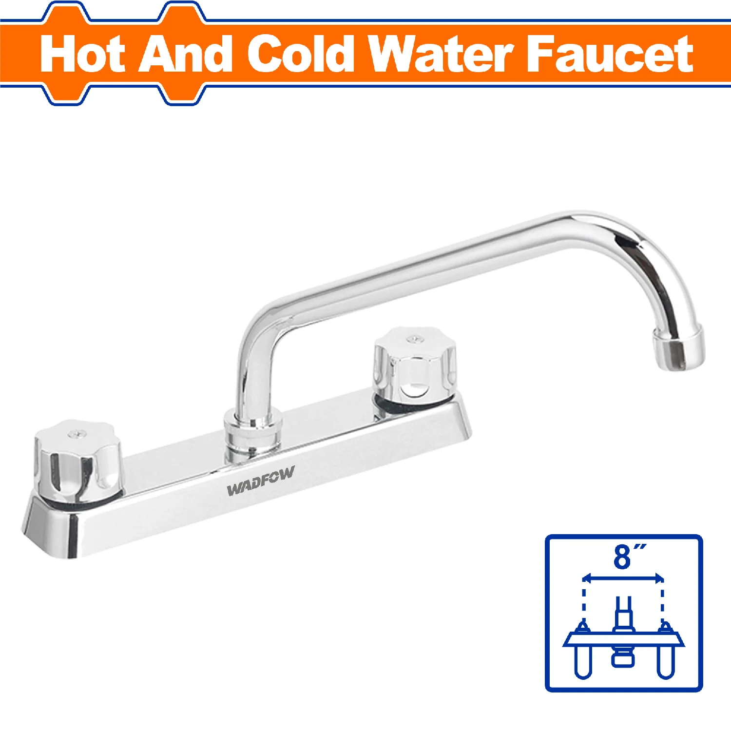 Llave De Fregador De 8¨Con Modo Agua Fría Y Caliente. Acabado Cromo, Con Un Brillo Perdurable. - Image 2