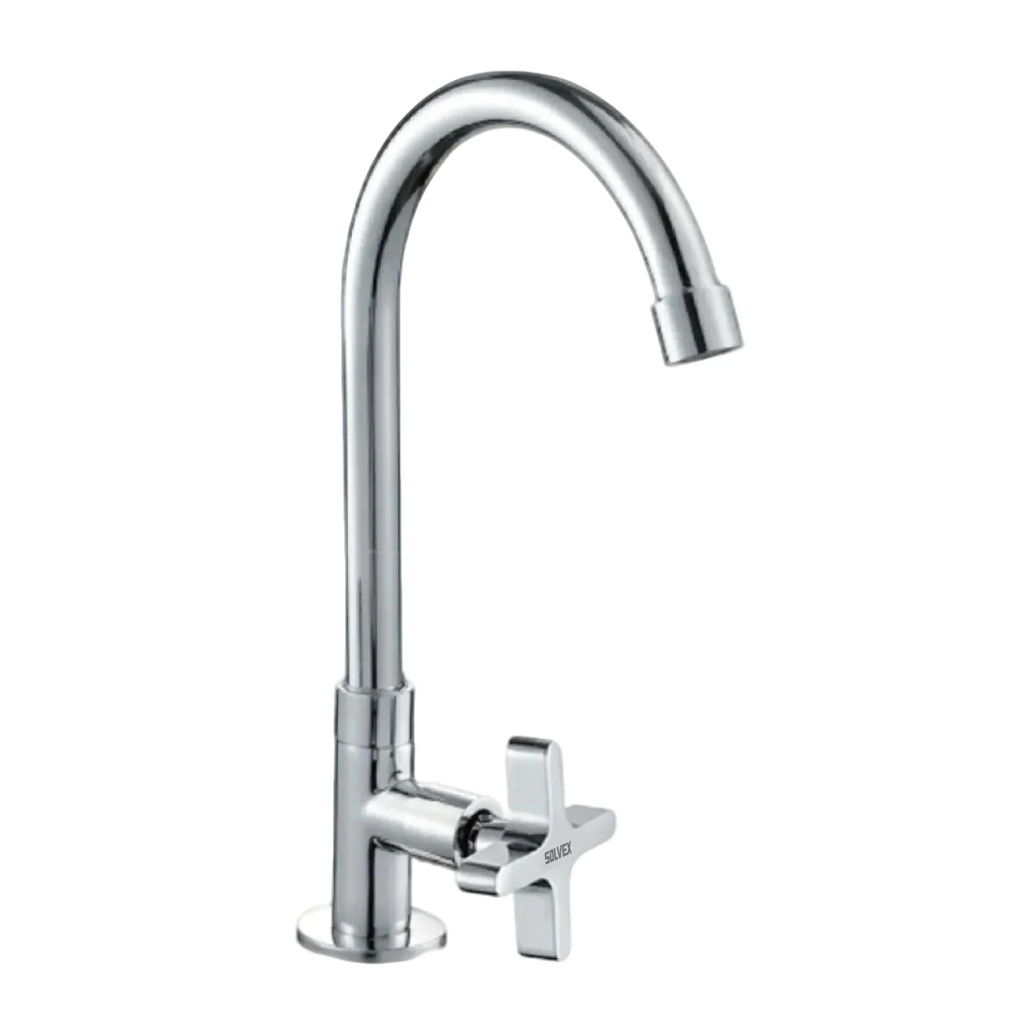 Llave De Fregador De Latón Cromado. Pluma Grifo De Cocina Alto Con Tubo De Acero Inoxidable Y Válvula De Agua Fría. - Image 2
