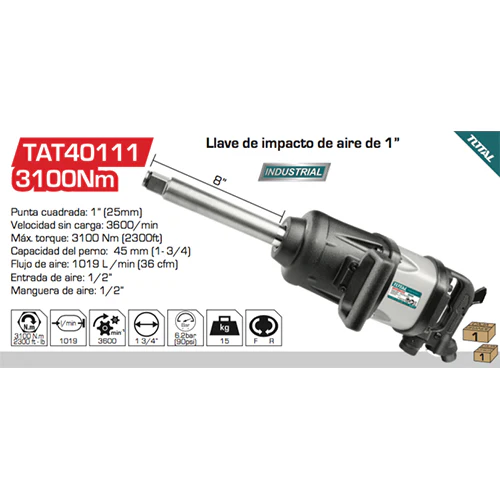 Llave De Impacto Neumática 1" Velocidad Sin Carga: 3600 Rpm Max.Torque:3100Nm(2300Ft)(1 Año) - Image 2