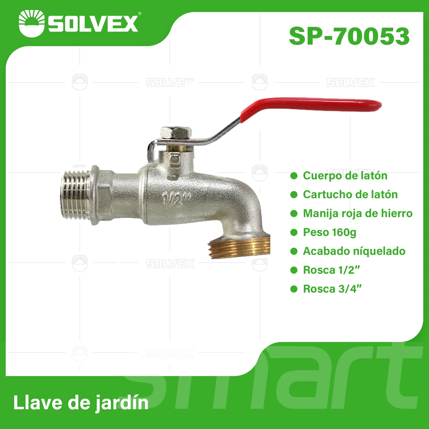 Llave De Jardín 1/2" Y 3/4" Para Manguera Con Palanca De Medio Giro.