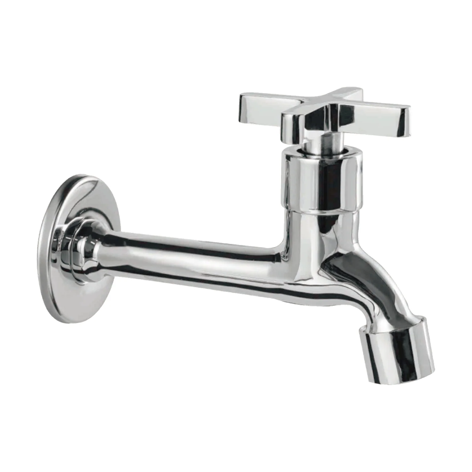 Llave De Jardín De Latón Cromado. Grifo De Pared Largo Con Válvula De Agua Y Tapa De Acero Inoxidable. - Image 2