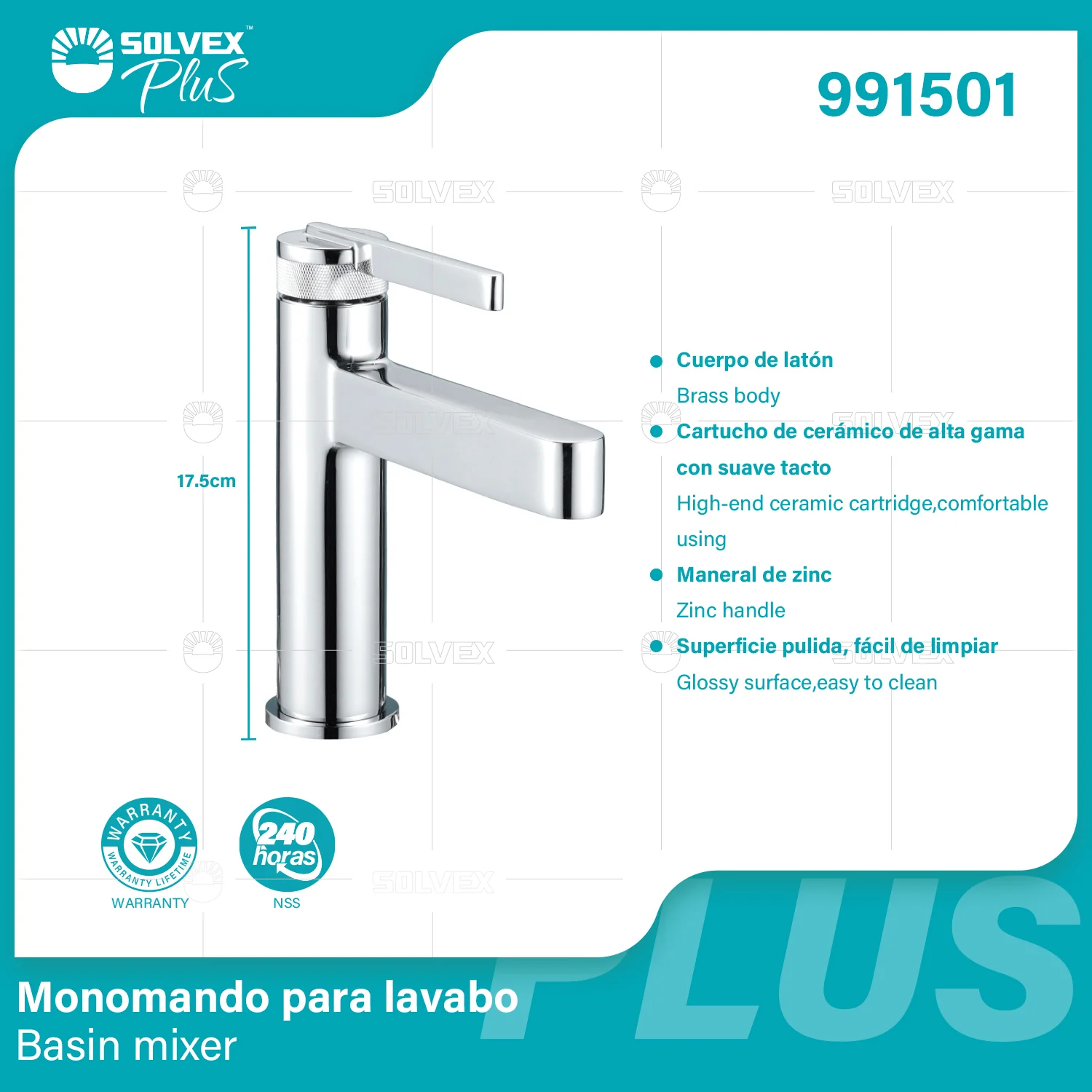 Llave De Lavamanos Individual. Color Cromado. Grifo Para Lavabo. Pluma Agua Fría Y Caliente. Altura De 17.5Cm. Garantía De Por Vida.