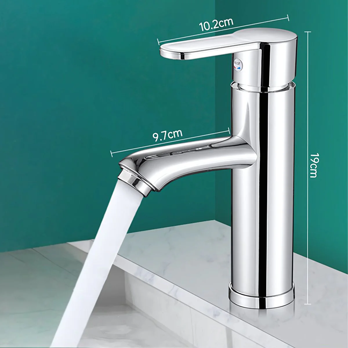 Llave De Lavamanos Individual. Grifo Para Lavamanos. Pluma Agua Fría Y Caliente. Altura De 19Cm.