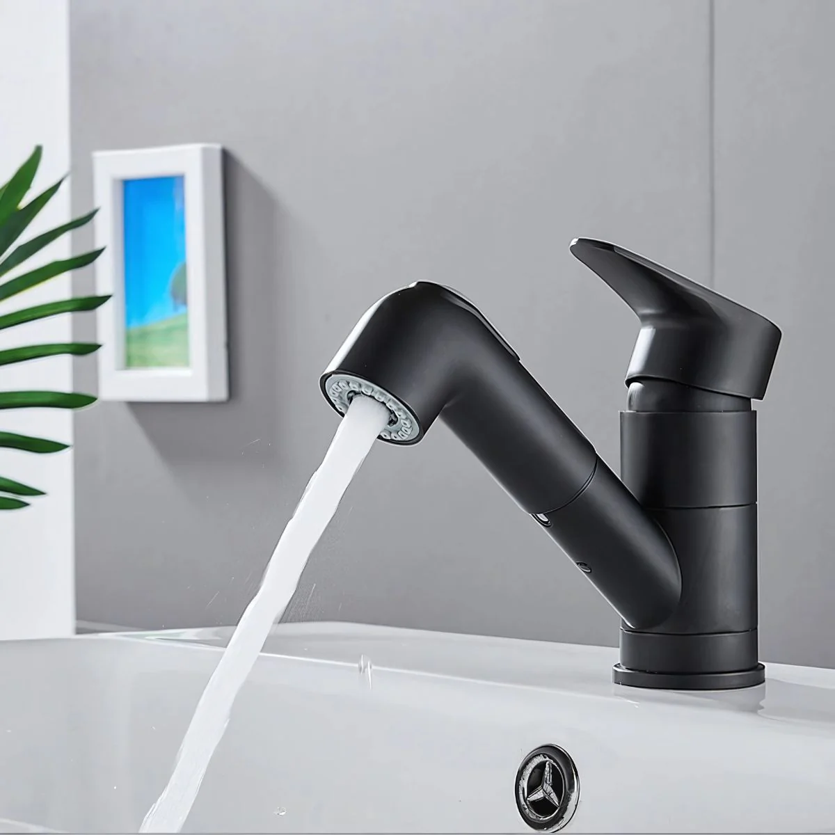 Llave De Lavamanos Individual Para Baño. Con Manguera Extraíble. Color Negro. Pluma. - Image 5