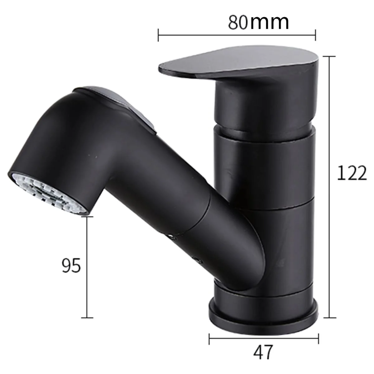 Llave De Lavamanos Individual Para Baño. Con Manguera Extraíble. Color Negro. Pluma. - Image 6