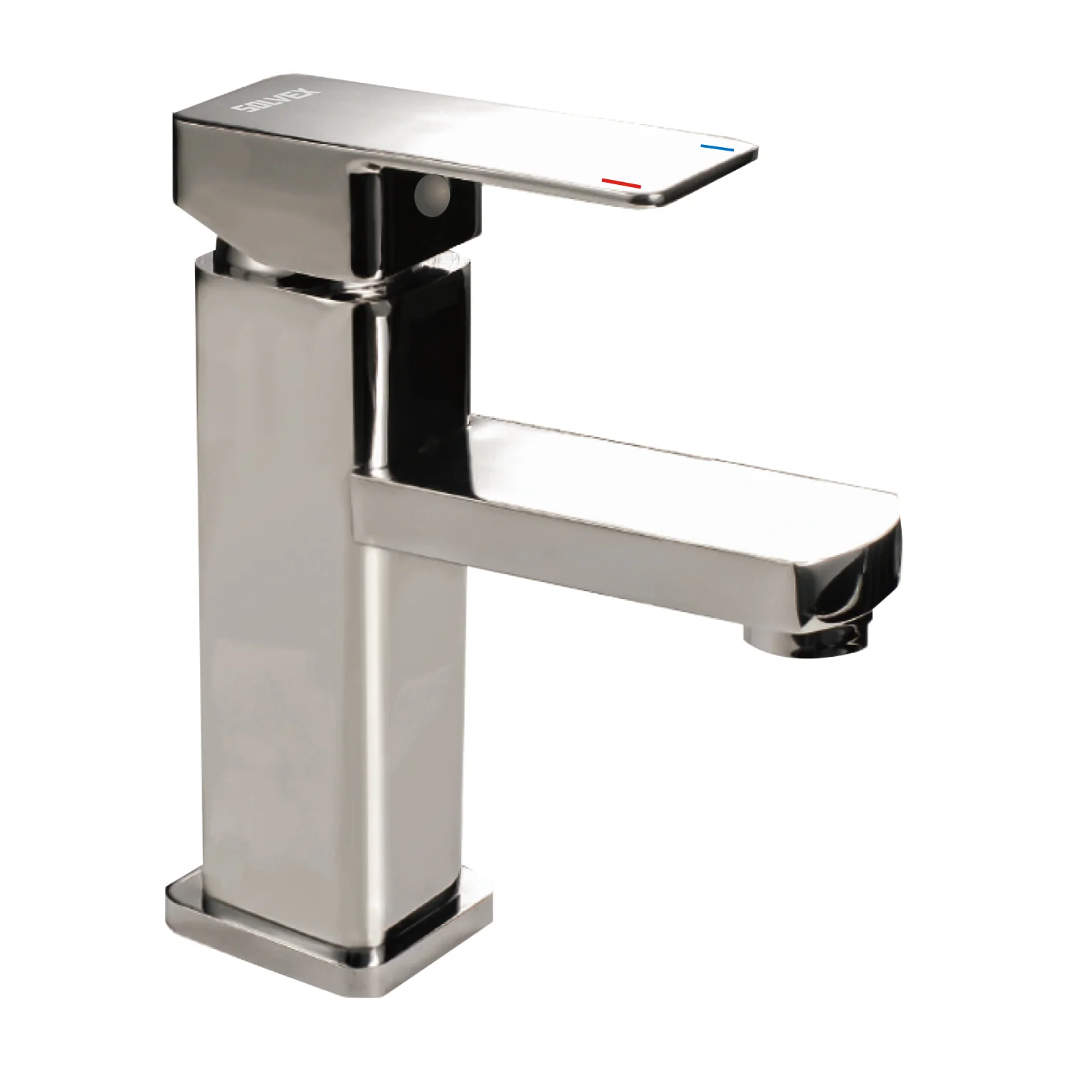 Llave De Lavamanos Individual Satinado. Grifo Para Lavabo De Zinc. Pluma Agua Fría Y Caliente. Diseño Cuadrado Moderno. - Image 2